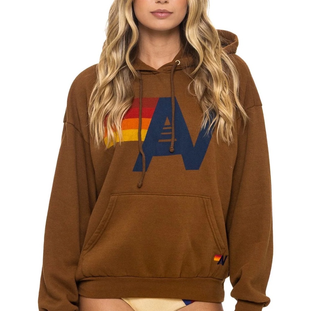 Aviator Nation - AV Logo Brown Hoodie - medium